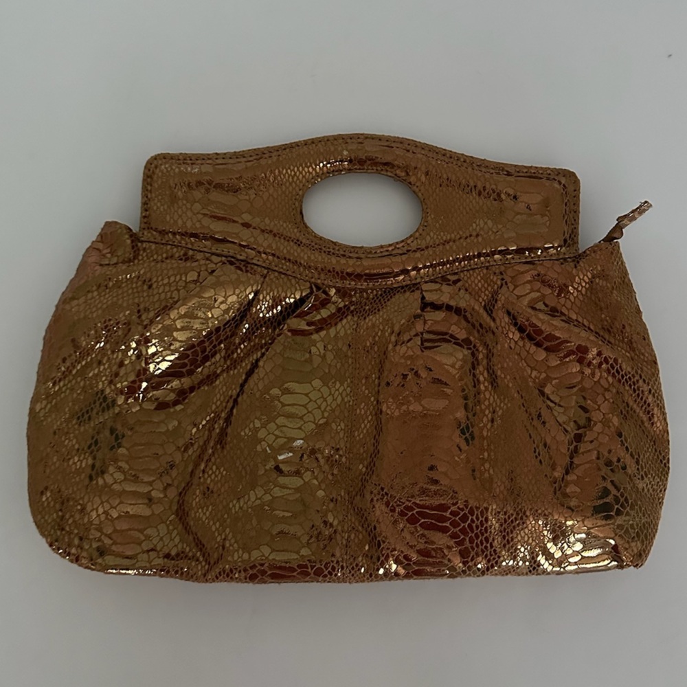 Kristine Accessories Metallic Snake Print Clutch Handbag Y2K McBling - Picture 2 of 7
